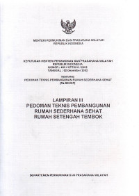 Lampiran III Pedoman Teknis Pembangunan Rumah Sederhana Sehat Rumah Setengah Tembok