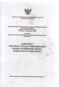 Lampiran V Pedoman Teknis Pembangunan Rumah Sederhana Sehat Rumah Kayu Panggung