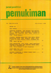 Jurnal Penelitian Permukiman Volume 15 Nomor 1999