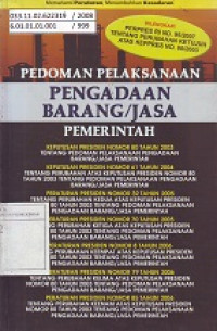 Pedoman Pelaksanaan Pengadaan Barang/Jasa Pemerintah