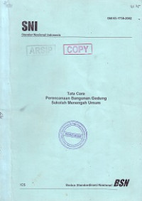 SNI 03-1730-2002: Tata Cara Perencanaan Bangunan Gedung Sekolah Menengah Umum