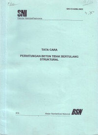 SNI 03-6806-2002: Tata Cara Perhitungan Beton Tidak Bertulang Struktural