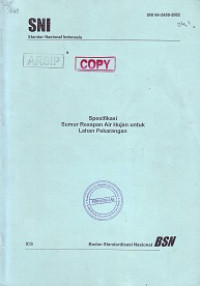 SNI 06-2459-2002: Spesifikasi Sumur Resapan Air Hujan untuk Lahan Pekarangan