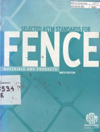 Selected ASTM Standards for Fence: Materials and Products