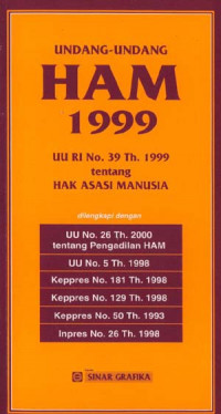 Undang-Undang HAM 1999: UU RI No. 39 Th. 1999 Tentang Hak Asasi Manusia