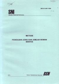 SNI 03-3401-1994: Metode Pengujian Jenis dan Jumlah Hewan Bentos