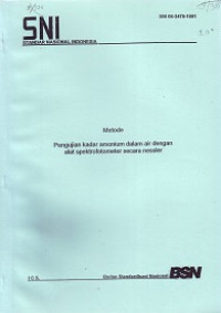 SNI 06-2479-1991: Metode Pengujian Kadar Amonium dalam Air dengan Alat Spektrofotometer secara Nessler